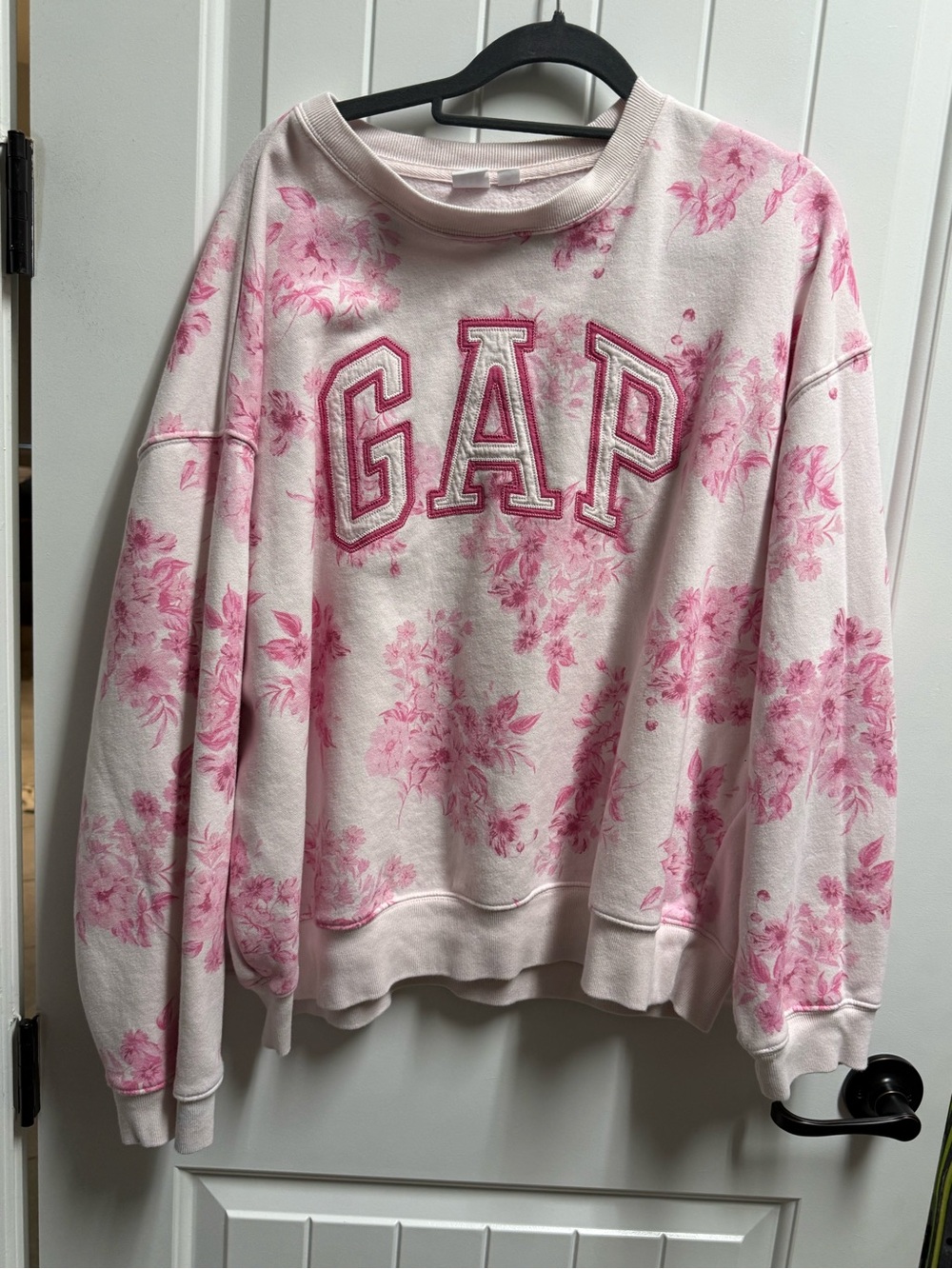GAP Pale Pink Floral Logo Pullover Sweatshirt